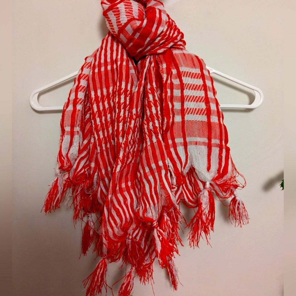 FREE! Add to your bundle. Red and white scarf